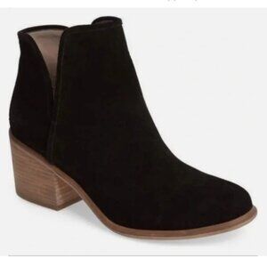 Nordstrom BP Black Soft Suede Leather Ankle Boots 2.5" Low Block Heel Booties 6M